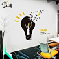 励志墙贴纸 创意公司企业文化墙上贴画办公室团队激励灯泡鸟贴纸-淘宝网