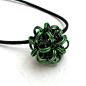 Chain mail dodecahedron pendant necklace, green & black
