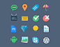16 flat designed web icons
