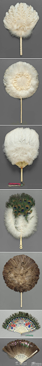 【一起来感受下300年前的made in China 】18-19世纪中国出口西方的羽毛扇，现存于美国波士顿博物馆。大家快来好好感受一下！那个时代的made in China……