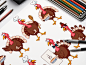 Thanksgiving cartoon turkeys set d