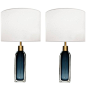 Pair of Nils Landberg for Orrefors Blue Glass Lamps | See more antique and modern Table Lamps at http://www.1stdibs.com/furniture/lighting/table-lamps: 
