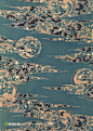 日式传统鸟纹图案布纹