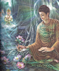 23 梵天献花请佛说法
天主大梵天得知佛陀成就最正觉，特前来向佛陀献花，以此缘起恳请佛陀为众生宣说妙法，让一切众生成就佛陀一般伟大的生命品质。佛陀慈悲应允。