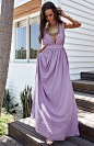 Aurora Maxi Dress Lilac : The Aurora Maxi Dress Lilac is what sweet, sweet dreams are made of! This gorgeous gown features a plunging neckline, semi sheer bust and double lined skirt. It also features a straight hem and an invisible zip on the side to cre
