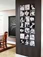 Arrange black and white pictures on a wall for an easy and stylish photo display. More DIY art: http://www.bhg.com/decorating/do-it-yourself/wall-art/diy-art/?socsrc=bhgpin050213bwphotodisplay