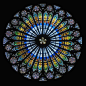 玫瑰窗（The rose window）| 也称玫瑰花窗，为哥特式建筑的特色之一，指中世纪教堂正门上方的大圆形窗，内呈放射状，镶嵌着美丽的彩绘玻璃，因为玫瑰花形而得名。