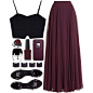A fashion look from December 2016 featuring cut-out crop tops, purple skirt and flat shoes. Browse and shop related looks.