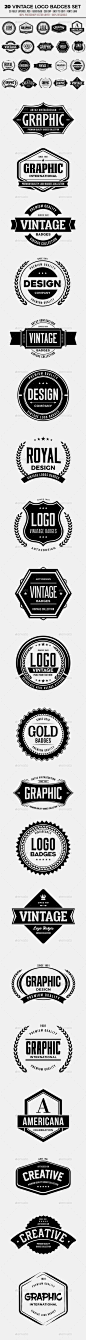 20 Vintage Logo Badges Set - Badges & Stickers Web Elements