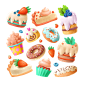 高清甜甜圈甜品面包蛋糕卡通手绘糕点插图_PNG：