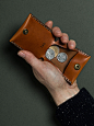 Southern Field Ind. - Tan Coin Wallet : Wayward bus fare, lost laundry tokens and stray keys finally have a home. Completely handcrafted using vegetable tanned cow leather and stitched with artificial sinew thread. To be folded over with a snap closure to