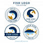 Fish logos collection for companies branding Free Vector