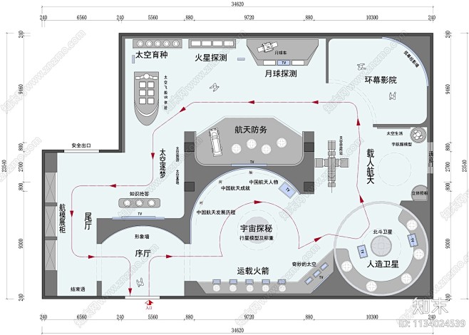 航天科技展厅平面布置图施工图下载【ID:...