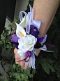 Purple And White Real Touch Calla Lily Silk Wrist by mtfloral