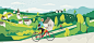 Emu Bikes : A series of illustrations created for Emu Electric Bikes and their advertising campaign, showing the bikes in the various environments of the countryside, suburbia and the city.