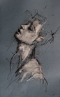 Guy Denning ~ Head's a fucking mess, 2011 (chalk, conté): 