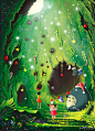 Totoro's Christmas Cave - greeting card by Syntetyc