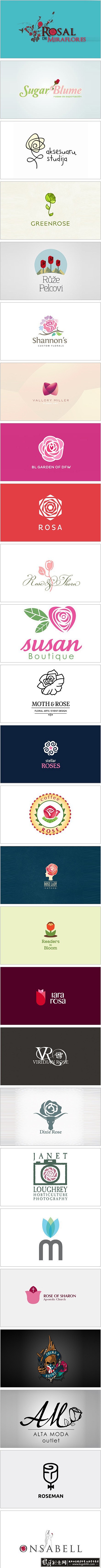 标志logo 创意玫瑰花logo设计元素...