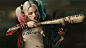 People 1920x1080 Harley Quinn Suicide Squad baseball bat painted nails dyed hair women