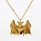 巴黎设计师【Origami Jewellry】折纸艺术 蝙蝠银镀金短款项链 这是一只蝙蝠,法语名Modele chauve-souris,出生于2009年,产品包括包装均来自于法国巴黎