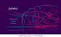 Modern car abstract neon line illustration. Vector. Text outlined. 