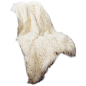 Mongolian Lamb Faux Fur Lounge Throw Blanket Color: Ivory