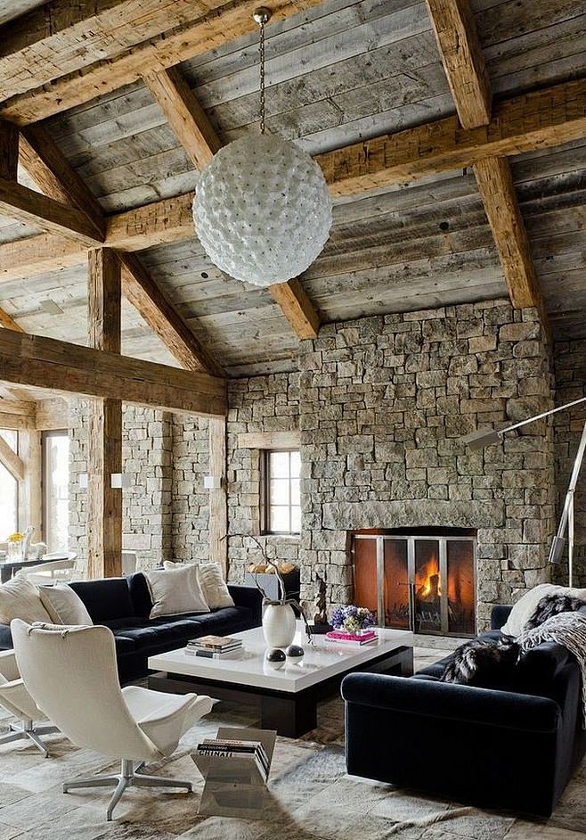 超个性的客厅空间设计，是国外的雪山别墅哦...