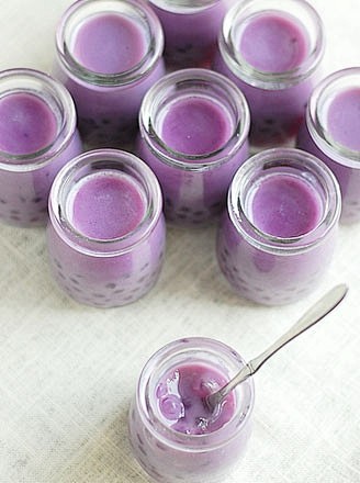「紫薯西米冻」材料：紫薯2个，椰子粉2包...
