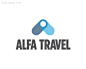 标志说明：阿尔法旅行社logo设计欣赏。标志像个箭头和字母A，又像是一个行李标签。