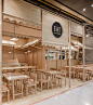 All wood interior design at Eat at Emquartier designed by Onion