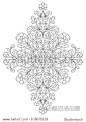 Abstract floral ornament. Template for carpet, wallpaper, textile and any surface. Vector pattern of black contour on a white background. Damask.