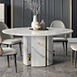 Luxury Italian Designer Contemporary Round Marble Dining Table Set