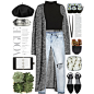 A fashion look from December 2015 featuring long cardigan, black crop top and Betmar. Browse and shop related looks.