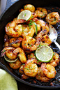 Garlic Honey Lime Shrimp - garlicky, sweet, sticky skillet shrimp with fresh lime. This recipe is so good and easy, takes only 15 mins to make | rasamalaysia.com