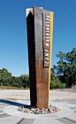 Monument Sign. Pylon. Corten Steel. Environmental Graphic Design by Joell Angel-Chumbley