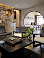 四居140平中式古典风格家居客厅茶几休闲椅植物装修效果图