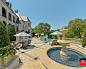 French Formal Luxury : Magnificent French Formal Estate in Dallas, Texas featuring limestone, balustrade, tile pool, bluestone, negative edge pool, boxwood parterre, fountains and pavestone driveways. Architecture by Fusch