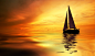 海洋海洋游艇天空云日落橙色风景大自然地球壁纸