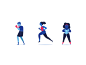 PF - Fitness cycles gif loop running run cycle run yoga boxing wellness gym fitness character design motion illustration animation