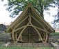 Gerald’s Garden | External Oak Shelters | Altham Oak Based on mortice and tenon joints, the external oak shelter is carved from curved timbers that have been worked into a ‘living woven frame’, which mimics the effect of trees having grown intertwined wit
