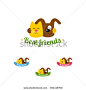 Cat and dog are best friends.Funny cartoon vector logo. Vector logo template with cat and dog. Cat and dog icon. Cat ad dog vector object. Cat and dog design element.