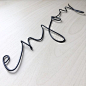 Handmade (black pictured) wire 'enjoy' wall sign. Wire art, bathroom, bedroom, welcome sign, scandi, wall sign, wall decor. Dreamy font : Handmade black wire ‘enjoy’ wall sign, wall decor. The perfect statement piece for your Gallwry wall. Dreamy font  Se