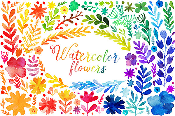 Watercolor flowers c...