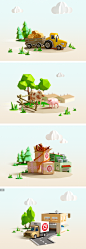 Low Poly Illustration  车动物LowPoly低面低多边形素材抽象平面设计艺术元素背景图片模板 low poly triangles