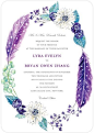 Wreathed in Whimsy - Signature White Textured Wedding Invitations in Grape | Lana Frankel