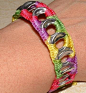 ReCycladelic Upcycled Pop Top Bracelet Pinwheel Bright in Pink Purple Yellow and Green Soda Can Pop Tab Tie On by lanmom for $6.50