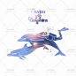 438号唯美蓝紫色海洋海豚可爱卡通背景AI矢量图源文件设计素材EPS-淘宝网
