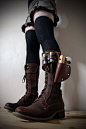 Unisex Real Leather Boot Garter with holster, hand painted water pistol, 2 containers (shotgun shells) steampunk - burning man - festivals. £15.50, via Etsy.