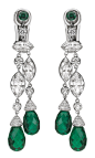 Classics earrings in 18K rhodium plated white gold, diamonds and emeralds. Chaumet, Paris