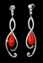 Platinum Coral and Diamond Earrings - Yafa Jewelry